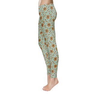 iced blue & gold flowers Women's Temp Control Cotton Leggings multi