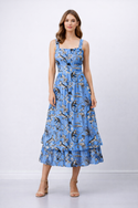 Cheetahs & Monkeys Women's Ruffle Hem Dress Wedgewood Blue
