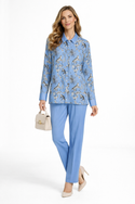 Cheetahs & Monkeys Women's Imitation Silk Shirt Suit Wedgewood Blue