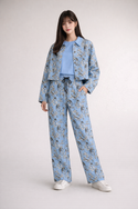 Cheetahs & Monkeys Straight Casual Cotton Pants Wedgewood Blue