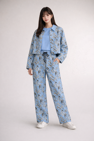 Cheetahs & Monkeys Straight Casual Cotton Pants Wedgewood Blue