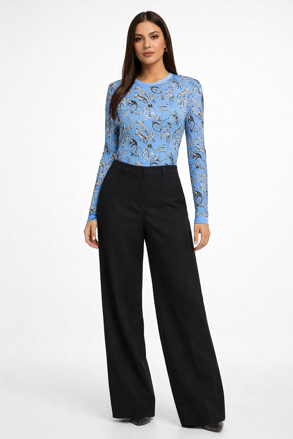 Cheetahs & Monkeys Women's Long Sleeve Bodysuit Wedgewood Blue