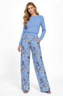 Cheetahs & Monkeys Women's Casual Wide Leg Pants Wedgewood Blue