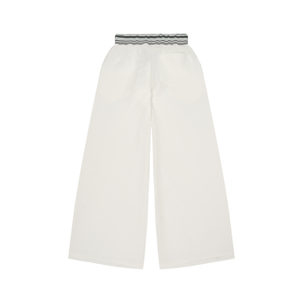 Striped Waist Wide Leg Pants Off White