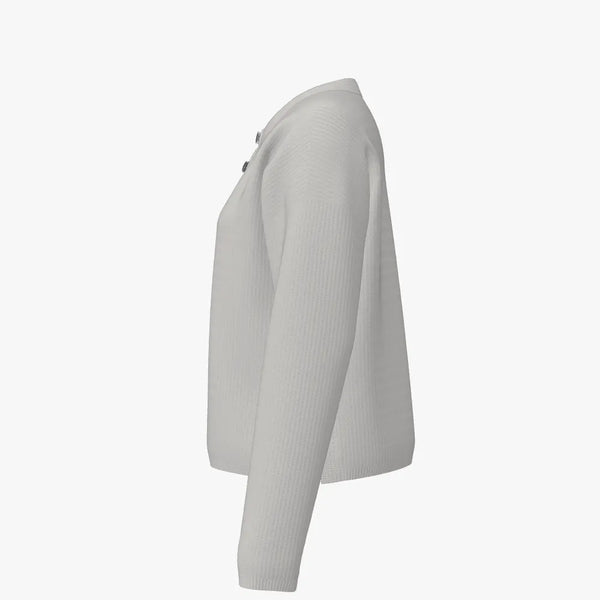 Solid Colour Women's Cashmere Boxy Henley Pullover Vapour