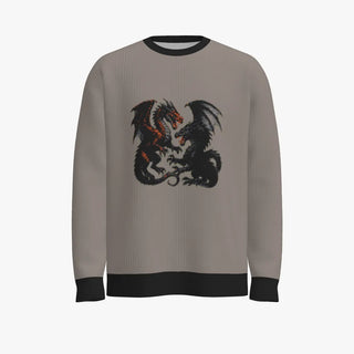 Fighting Dragons Men's Oversized Crew Neck Pullover Juta