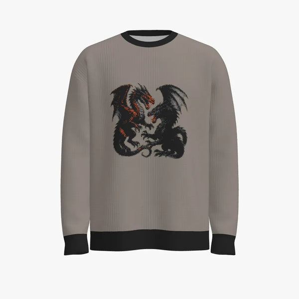 Fighting Dragons Men's Oversized Crew Neck Pullover Juta