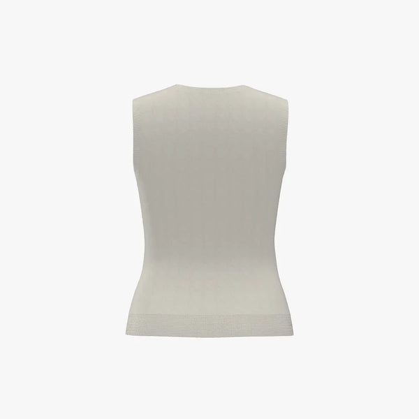 Fashion Solid Colour Easy Care Merino Wool Cable Knit Women's Round Neck Vest Naturelle