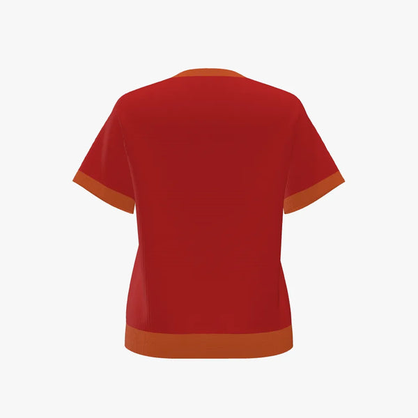 Dancing Unicorns Easy Care Merino Women's Short Sleeve Raglan Pullover Scarlet