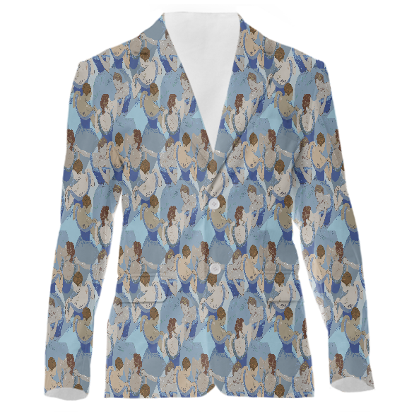 Dancing Ladies Blue Women's Suit Jacket Multi