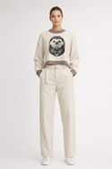 Dapper Hedgehog Women's Crew Neck Merino Wool Cropped Pullover Natural