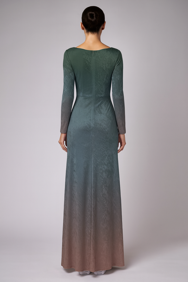 Dark Ombre Women's Velvet Shine Maxi Dress Dusk Green