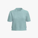 Solid Colour Women's Cashmere Cropped Polo Aqua Wash