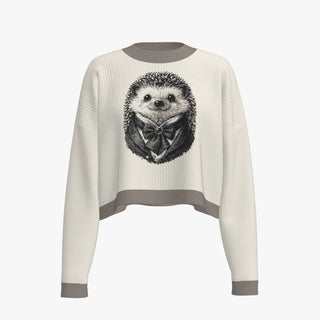 Dapper Hedgehog Women's Crew Neck Merino Wool Cropped Pullover Natural