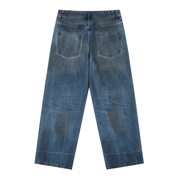 Vintage Wash Men's Baggy Denim Jeans Blue