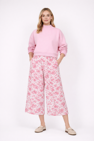 Embroidery Style Flowers Culottes Sweet Coral