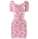 Embroidery Style Flowers Bodycon Dress Sweet Coral