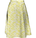 Embroidery Style Flowers Midi Skirt Spring Lemon