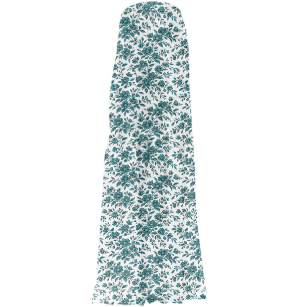 Embroidery Style Flowers Strapless Silk Dress Kingfisher Teal