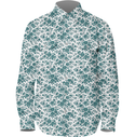Embroidery Style Flowers Women's Work Shirt Kingfisher Teal