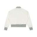 Striped Rib Collar Zip Jacket Off White