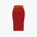 Two Colour Easy Care Merino Wool Women's Pencil Skirt Scarlet