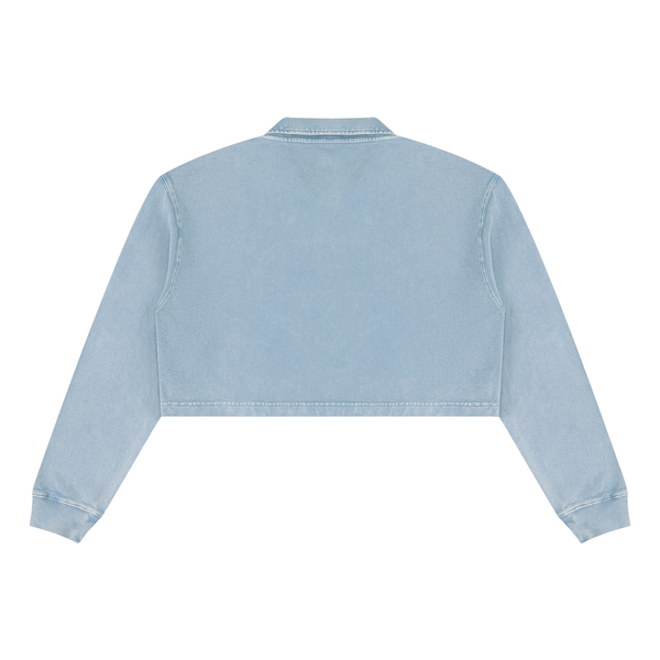 solid colour Women’s Vintage Wash Crop Sweatshirt grey blue