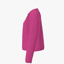Solid Colour Women's Boxy Henley Cashmere Pullover Flower Show