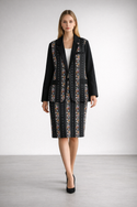 Flower Stripes Women's Leisure Blazer Black