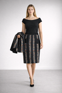Flower Stripes Women's Package Hip Skirt Black