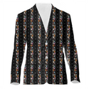 Flower Stripes Women Suit Jacket Black
