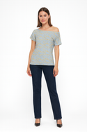 GINGKO PALE BLUE WOMEN'S OFF SHOULDER T-SHIRT MULTI