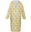 Gold Flowers & Stripes Women's Neoprene Trench Coat Multi