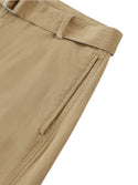 Fashion Solid Colour Women's Belted Barrel-leg Chino Pants Khaki