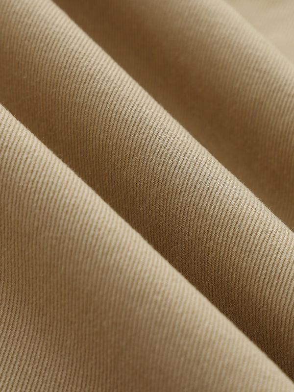 Fashion Solid Colour Women's Belted Barrel-leg Chino Pants Khaki