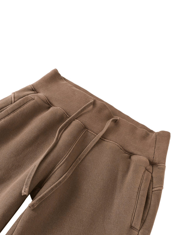 Vintage Washed Flared Fleece Pants Coffee