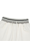 Striped Waist Wide Leg Pants Off White