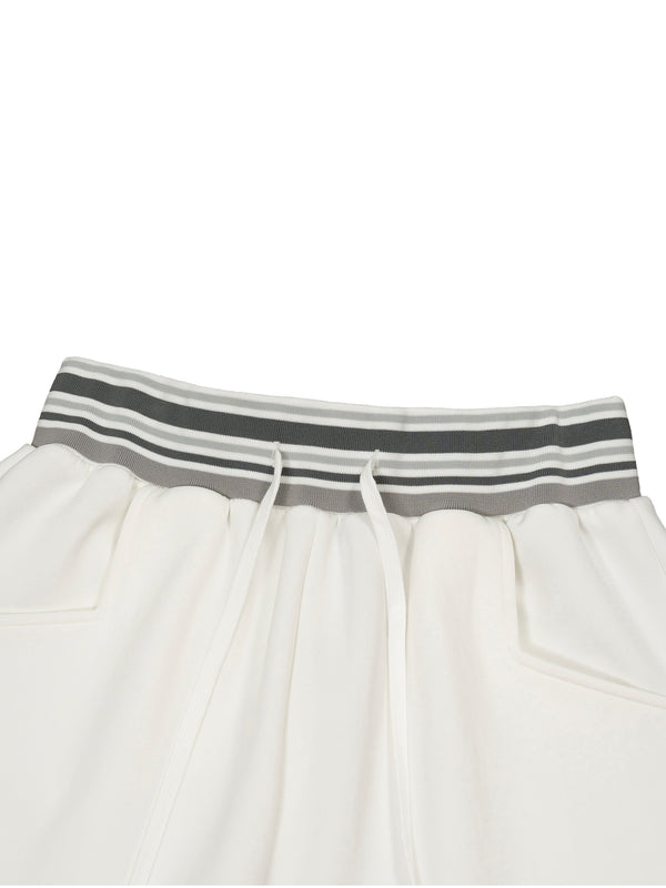 Striped Waist Wide Leg Pants Off White