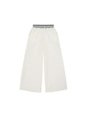 Striped Waist Wide Leg Pants Off White