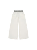 Striped Waist Wide Leg Pants Off White