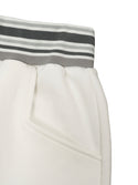 Striped Waist Wide Leg Pants Off White