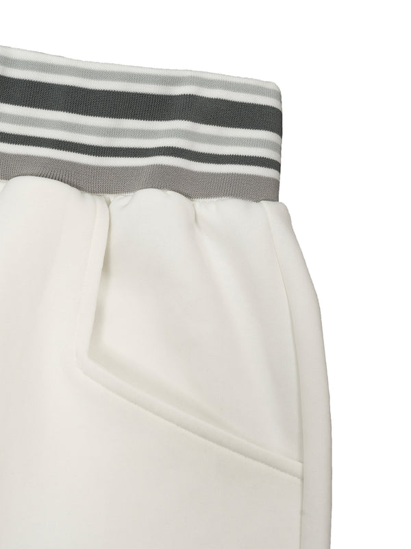 Striped Waist Wide Leg Pants Off White