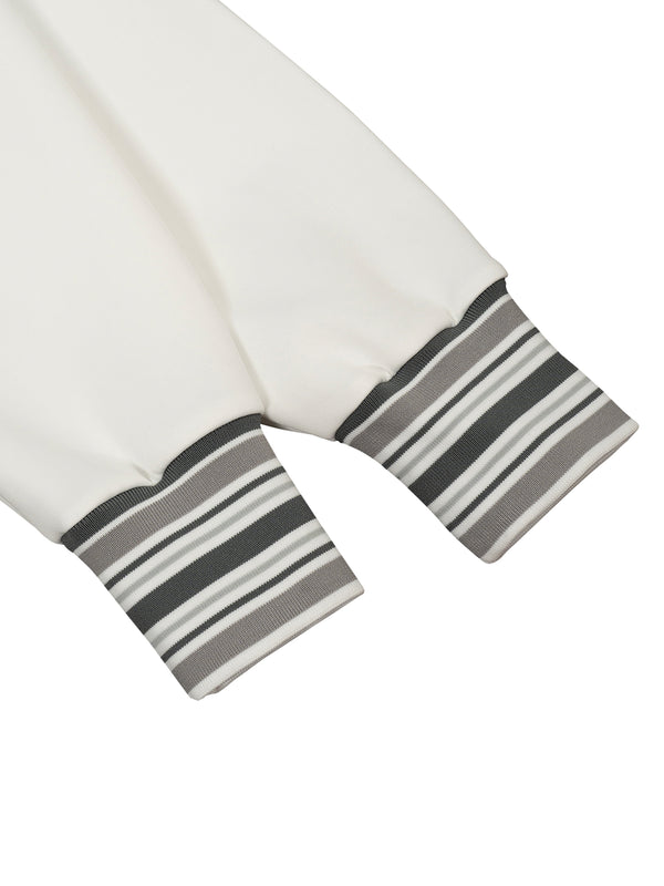 Striped Rib Collar Zip Jacket Off White