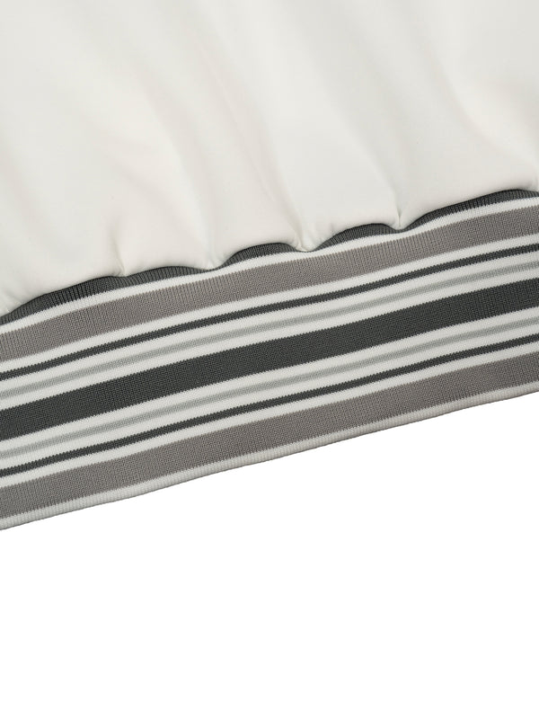 Striped Rib Collar Zip Jacket Off White