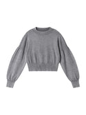 Mineral Wash Women's Balloon Sleeve Cropped Sweater Grey