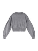 Mineral Wash Women's Balloon Sleeve Cropped Sweater Grey
