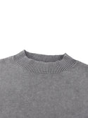 Mineral Wash Women's Balloon Sleeve Cropped Sweater Grey