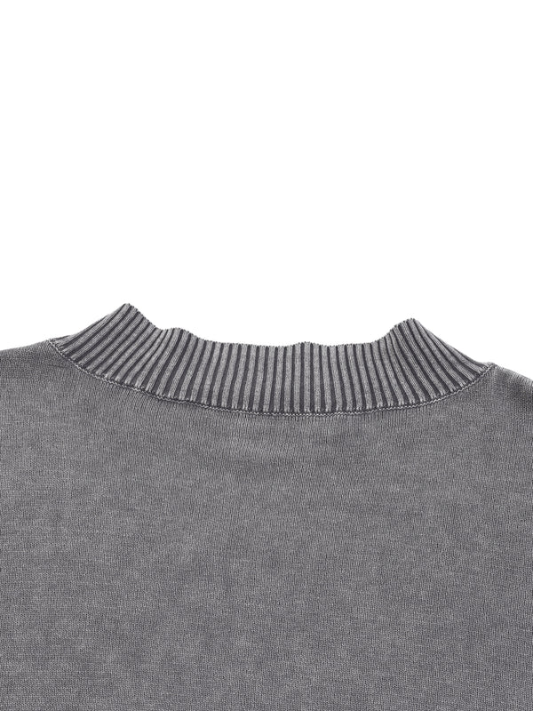 Mineral Wash Women's Balloon Sleeve Cropped Sweater Grey
