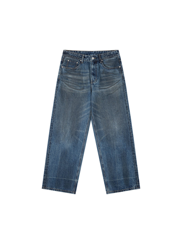 Vintage Wash Men's Baggy Denim Jeans Blue