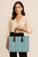 Decorative Stripes Leather Shopper Bag Multi